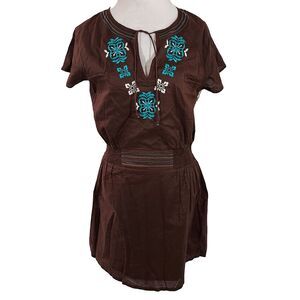 Honolua Wahine Womens Mini Dress XL Casual Hawaiian Brown Short Sleeve NWT